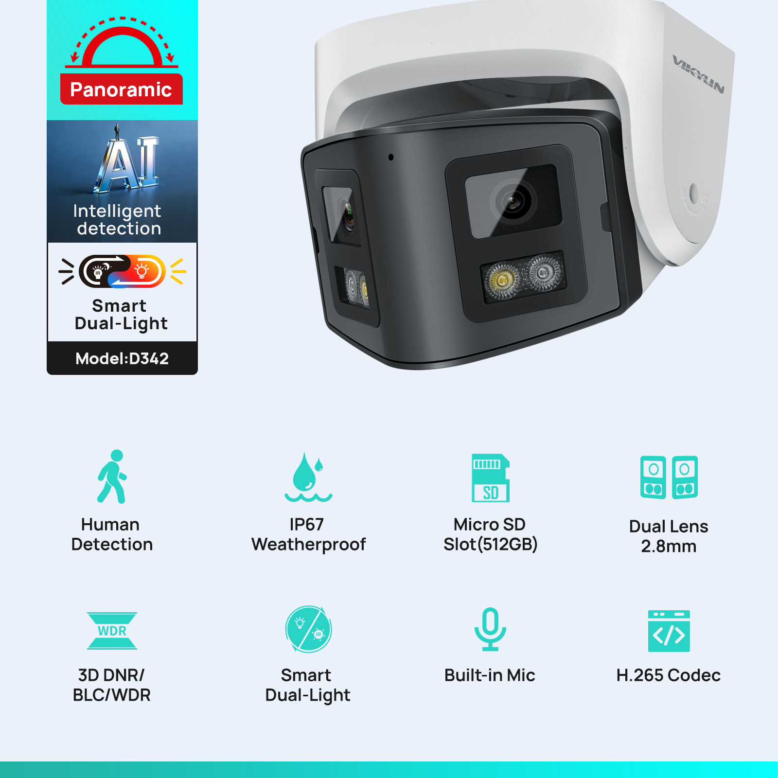 Smart Home Hikvision - Vikylin 4MP Panoramic Dual Lens Smart